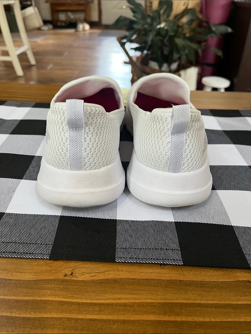 Skechers White Slip-On Sneakers with Pink Lining - Picture 4 of 5